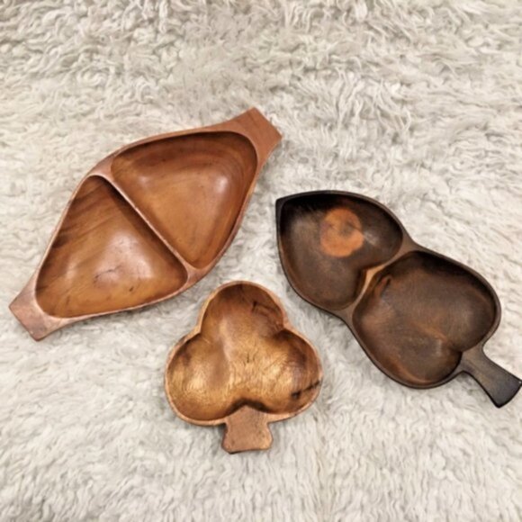 LOT OF 3 Vintage Mid Century MCM Monkey Pod Wood Bowls Dishes from Philippines - Picture 2 of 8